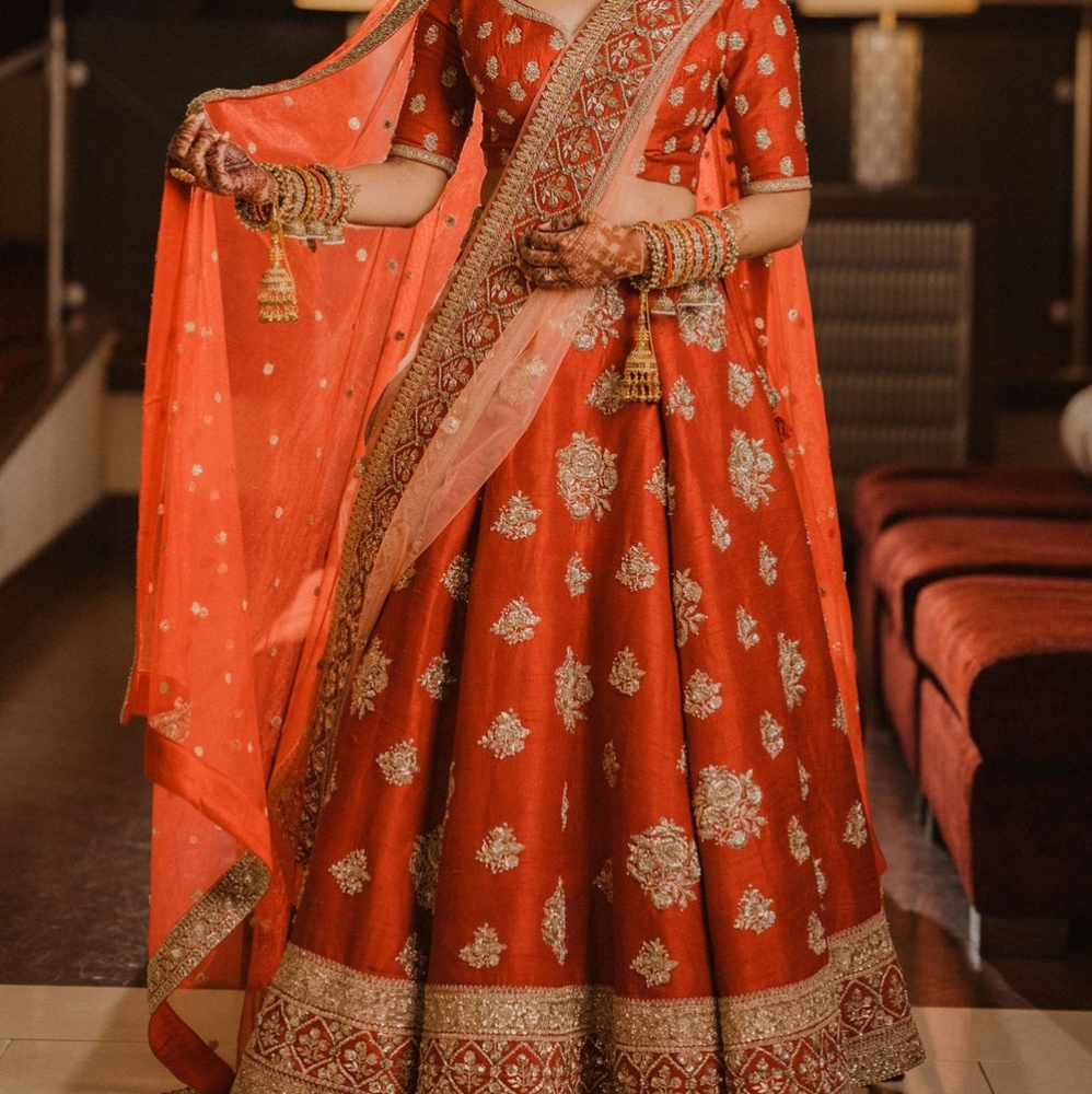 Red Zardosi Indian Bridal Lengha